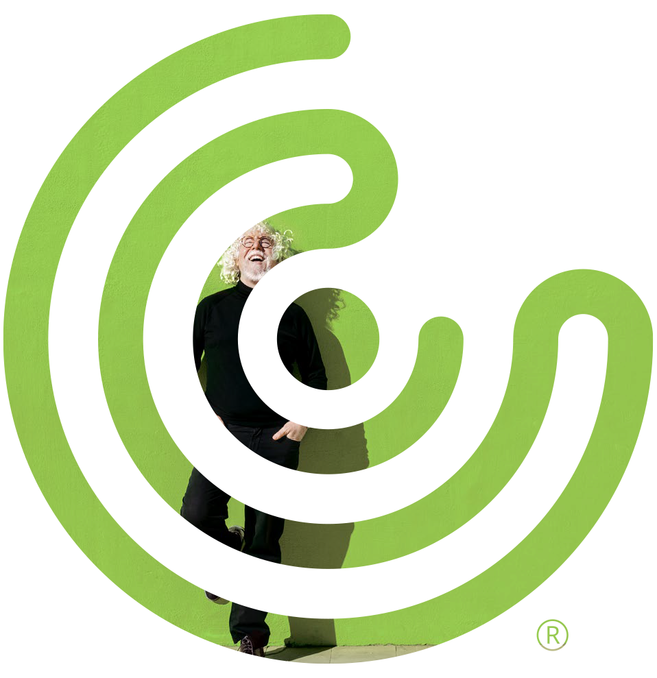CaptionCall Spiral Logo with image embed